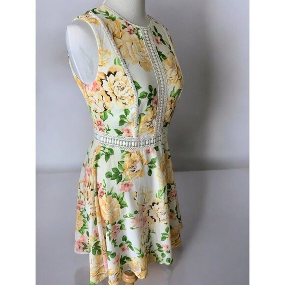 Disney Ladies Princess Floral Sleeveless Lined Mini Dress Lace Detail Medium - Picture 7 of 8